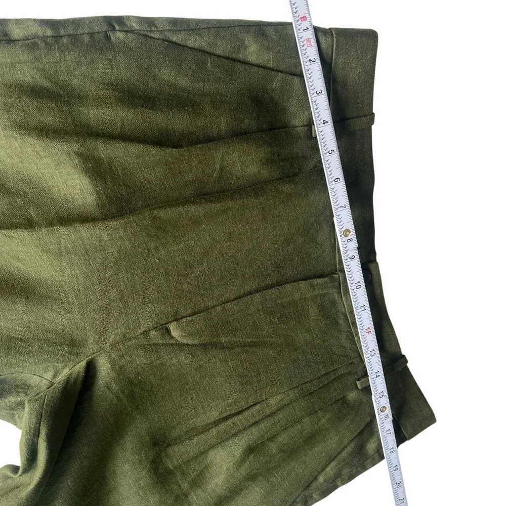 Banana Republic High Rise Palma Straight Leg Linen Pant Size 12 in Olive Green